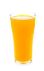 Orange juice glass, isolated on white background