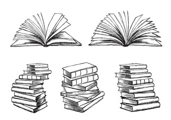 Book Hand Drawn illustration in sketch style.	