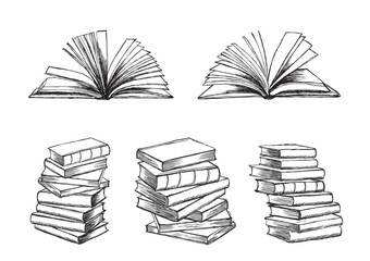 Book Hand Drawn illustration in sketch style.	