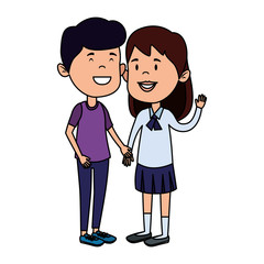 Fototapeta premium happy little students couple characters