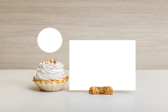 Styled Round Label Cupcake Mockup