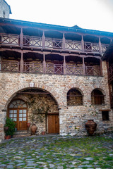 Holy Mountain Athos,  Greece,  april 2019 – different views of monasteries interiors
