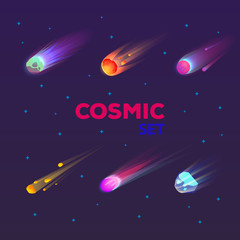 Set of isolated falling comet or burning star © Elegant Solution