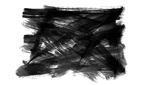 Animation grunge - brush stroke on a white background. Abstract hand - painted element. Grunge brush strokes animation. Underline and border design. Seamless looping background. 4K