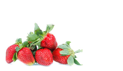 Fototapeta na wymiar Strawberries with leaves. Isolated on a white background