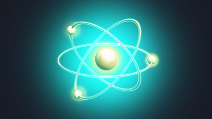 Atom Backgrounds from Geometric Shapes, Circle of Points of Lines. Atom nuclear model on energetic background. 3D illustration
