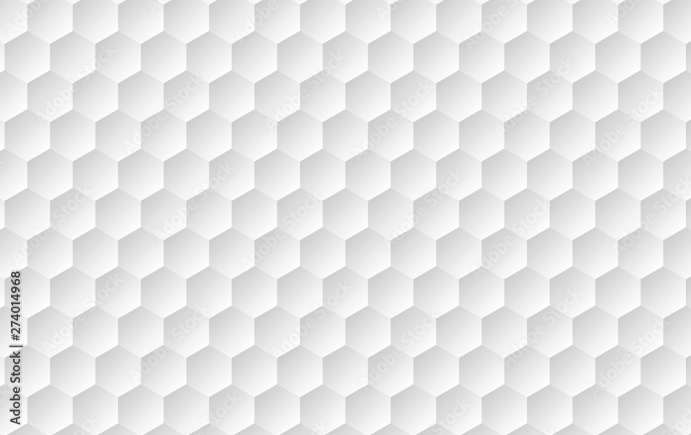 Wall mural abstract white background of embossed surface hexagon,honeycomb modern pattern concept, creative lig