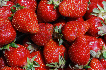 Fresh Strawberry Background texture, view from above.