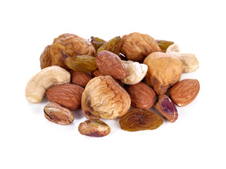 Variety of Mixed Nuts Isolated on White Background
