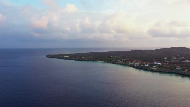 Aerial view at sunrise over beaches in Westpunt on the western side of  Curaçao/Caribbean /Dutch Antilles