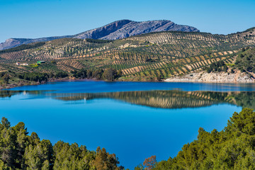 Obraz na płótnie Canvas Lake Embalse del Guadalhorce, Ardales Reservoir, Malaga, Andalusia, Spain