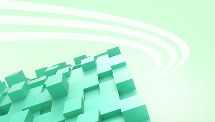 Fototapeta premium Green rectangular box that toggles randomly in Concept Modern Art minimal and pastel Green background - 3d rendering