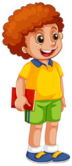 A happy boy student character