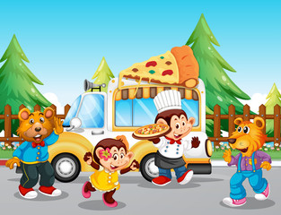 Pizza food truck at the park