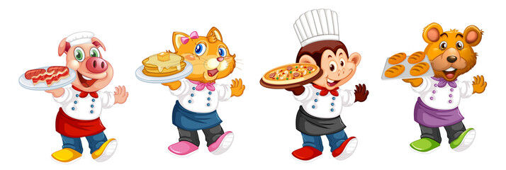 Set of animal chef character