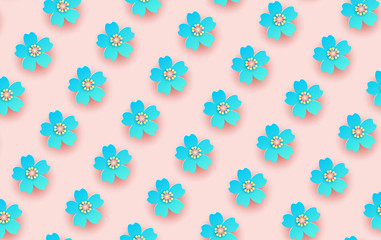 illustration of flower pattern background. Creative design paper cut and craft for card,banner, poster, promotion, web.Tropical floral with pastel minimal color sweet. decorative.vector.texture.EPS10