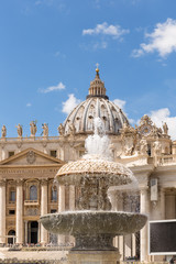 Saint Peter's Square, Fountain and Dome detail, Vatican City.