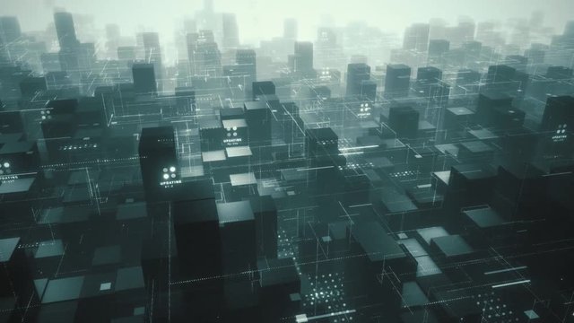 Quantum Data Computer Digital 3D Concept Fly Through