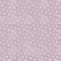A seamless vector pattern with dotted heart shapes in pastel pinks and greys. Surface print design. Great for weddings and valentines.