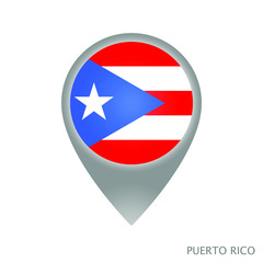 Map pointer with flag of Puerto Rico. Colorful pointer icon for map. Vector Illustration.