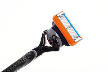 Modern razor isolated on white. Disposable razor. Shaving accessories for men.