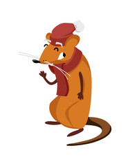 funny rat smiles and waves a paw