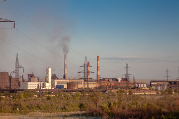 Fototapeta na wymiar smokestacks of metallurgical plant
