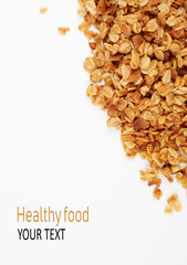 Organic homemade Granola Cereal with oats and almond. Texture oatmeal granola or muesli as background. Food concept. Healthy and wholesome food.