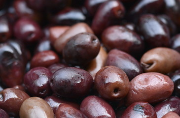 Background of olives close up. Healthy food background. Food concept.
