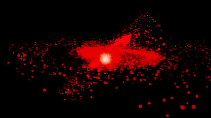 galaxy red, spinning clockwise, bright round particles