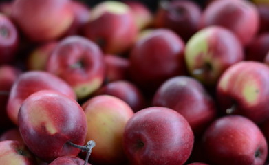 Apples on the market. Fresh organic red apples from the local farmers market. Apples background background texture seasoning Apples for sale. 