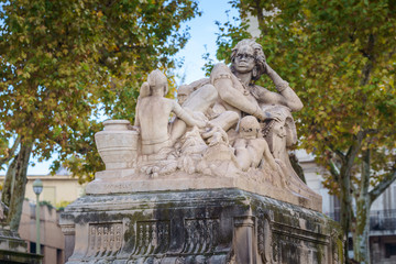 MARSEILLE, FRANCE - 10 Nov 2018 - Stairs decoration near the Saint Charles train station in Marseille
