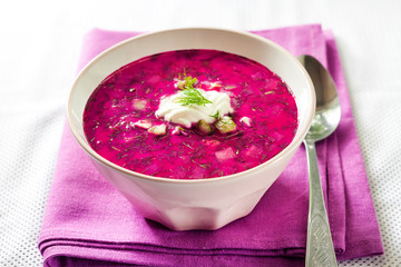 Svekolnik - traditional Russian cold beetroot soup