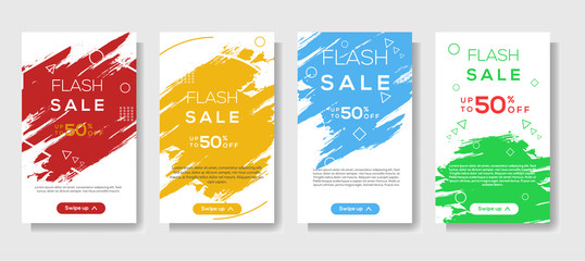 Modern brush stroke mobile for flash sale banners. Sale banner template design