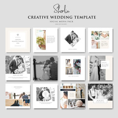 creative wedding social media template