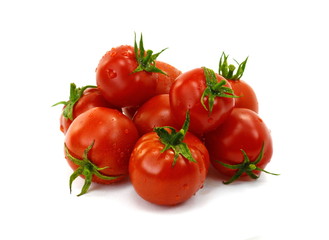 Cherry tomatoes isolated over white background