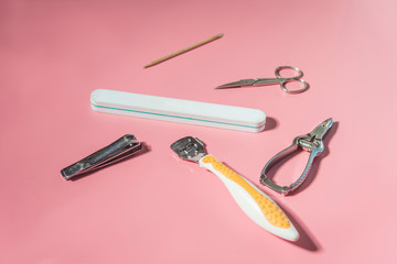 nail tools top view background