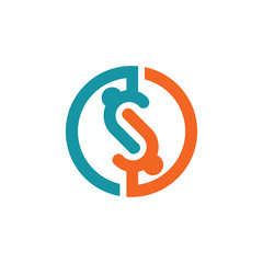 initial letter S coin logo template
