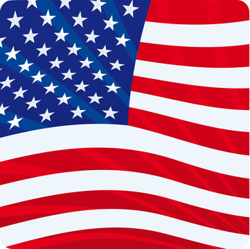 Vector icon of amercan flag with waves.