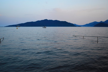 view on the evening sea in Marmaris, Turkey