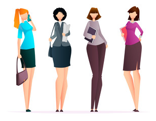 Successful business women, set of four poses