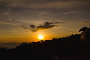 Moon night on Kilimanjaro mountain