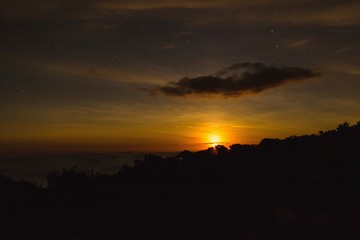 Moon night on Kilimanjaro mountain