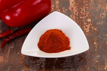 Paprika powder in the bowl