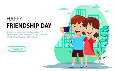 Happy friendship day concept. Boy and girl