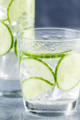 Infused water with cucumber and ice