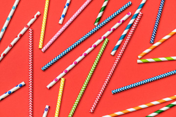 Abstract background. Colorful striped cocktail straws
