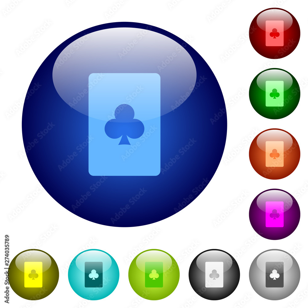 Poster club card symbol color glass buttons