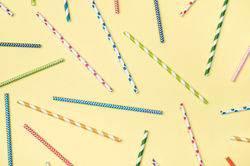 Background of colorful drinking cocktail straws