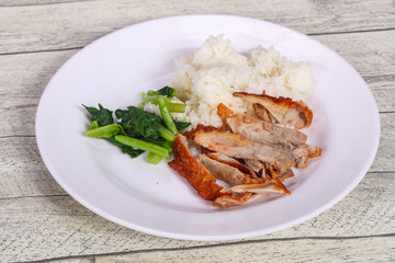 Rice with roasted duck breast